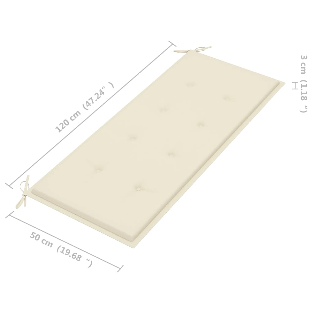 Sodo suoliukas su pagalvėle, 120cm, akacijos medienos masyvas