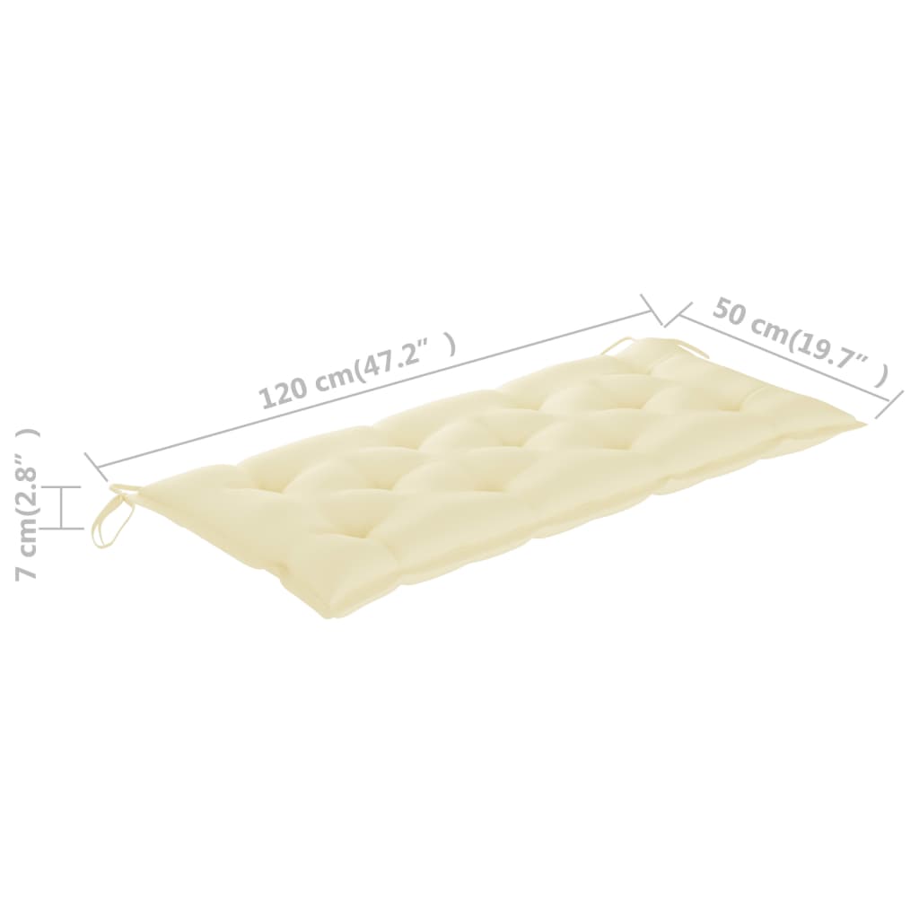 Dārza sols ar spilvenu, 120 cm, akācijas masīvkoks