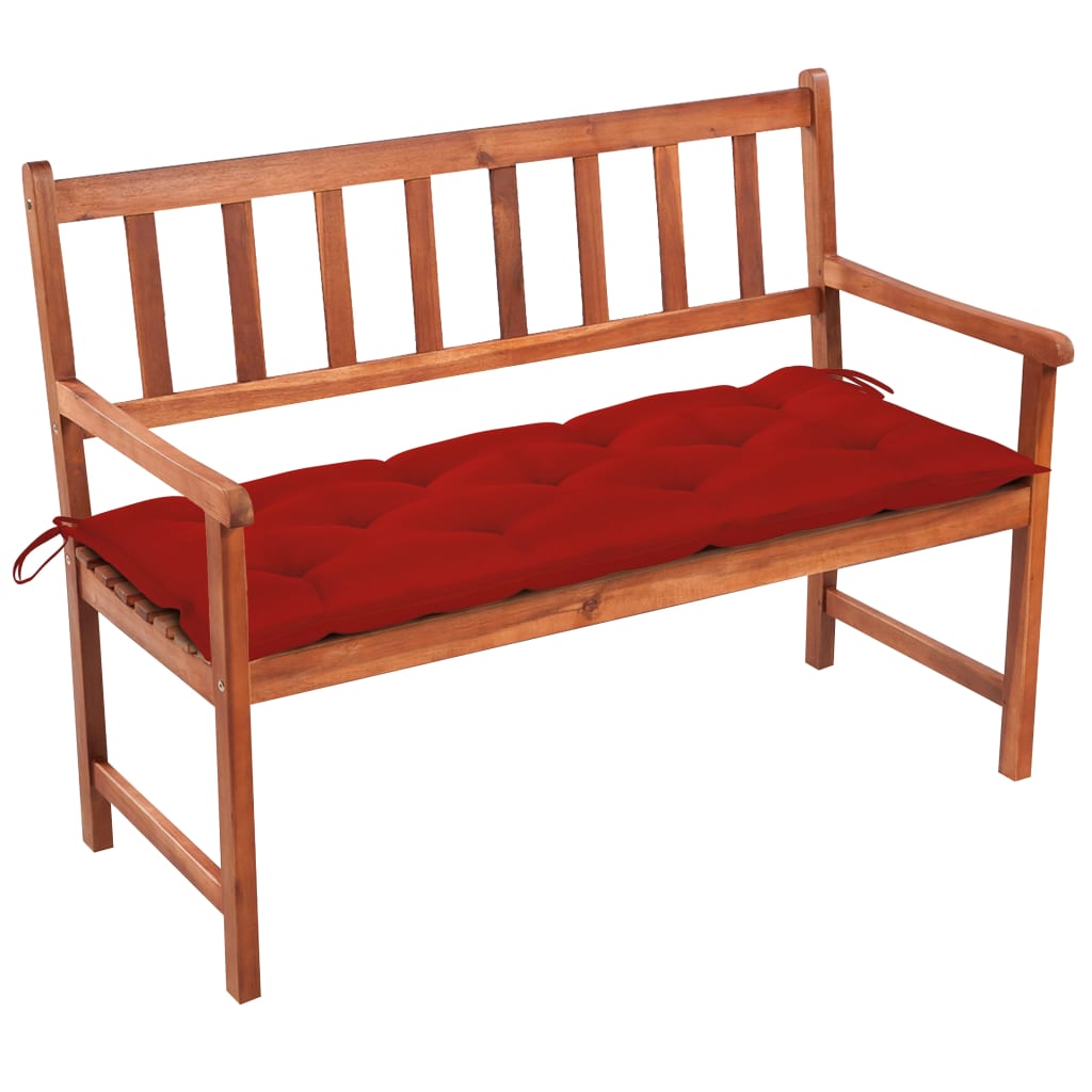 Garden bench with cushion, 120cm, solid acacia wood
