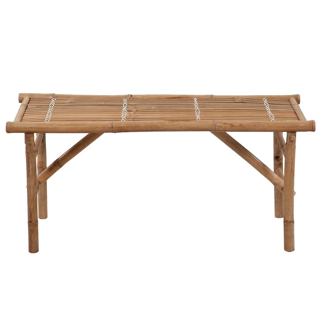 Folding garden bench with cushion, 118cm, bamboo