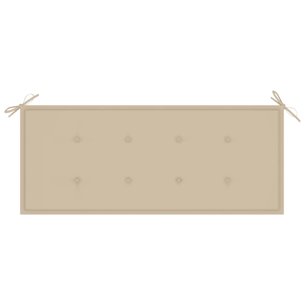 Folding garden bench with cushion, 118cm, bamboo