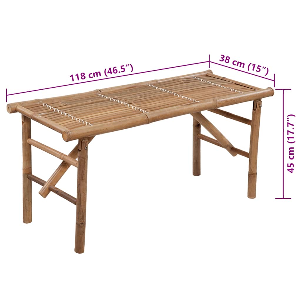 Saliekams dārza sols ar spilvenu, 118 cm, bambuss