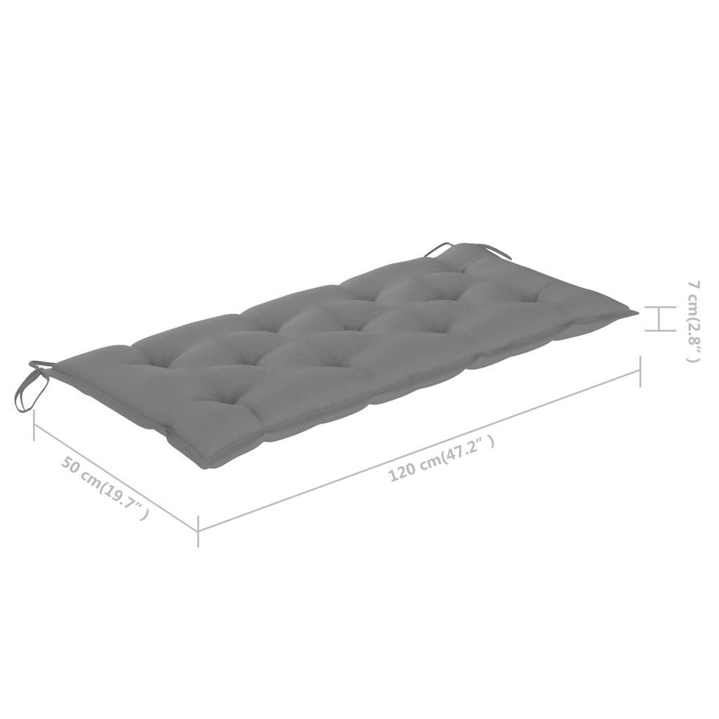 Folding garden bench with cushion, 118cm, bamboo