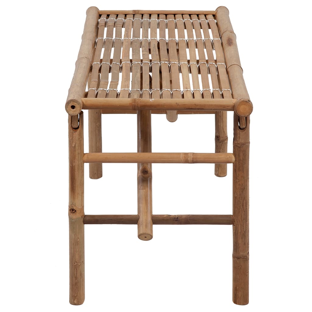 Folding garden bench with cushion, 118cm, bamboo