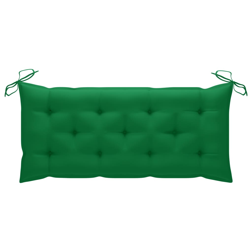 Folding garden bench with cushion, 118cm, bamboo