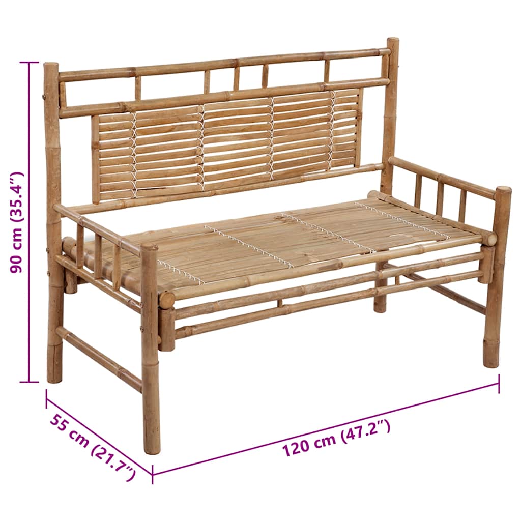 Dārza sols ar spilvenu, 120cm, bambuss