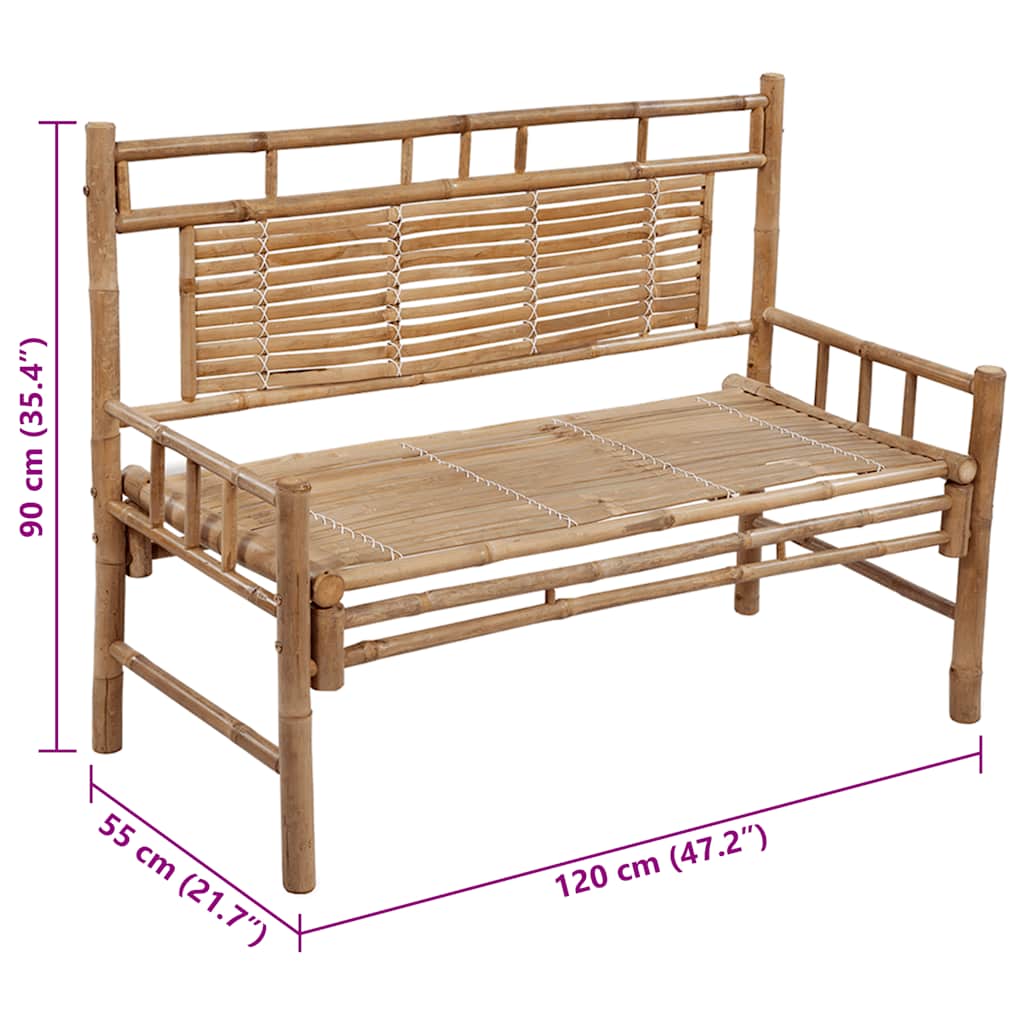 Sodo suoliukas su pagalvėle, 120cm, bambukas