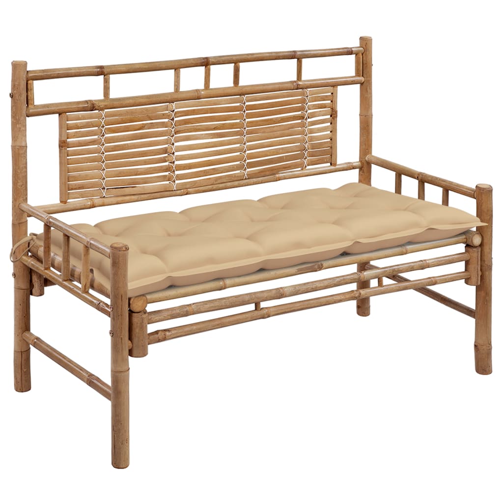 Dārza sols ar spilvenu, 120cm, bambuss (41504+314947)