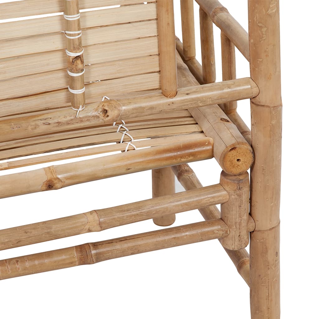 Garden bench with cushion, 120cm, bamboo (41504+314950)