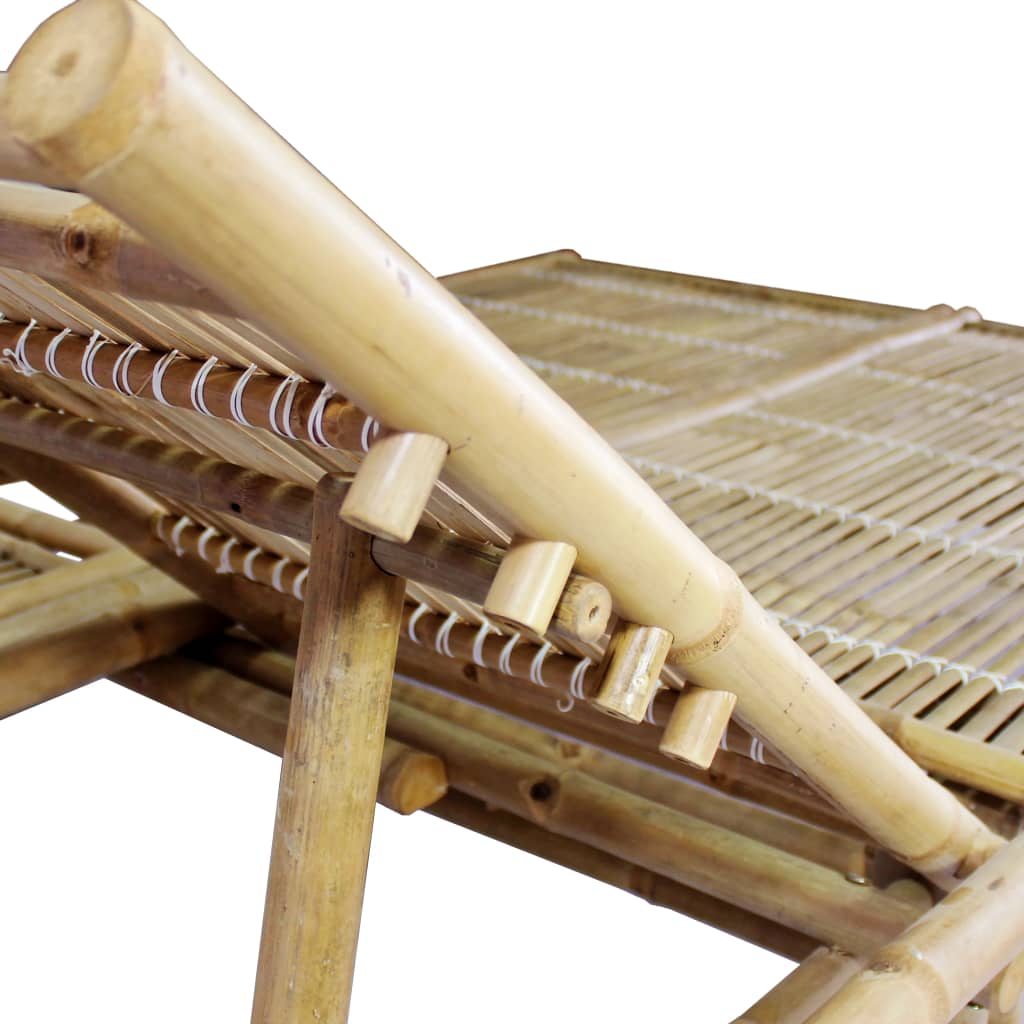 Double sun lounger with mattresses, bamboo