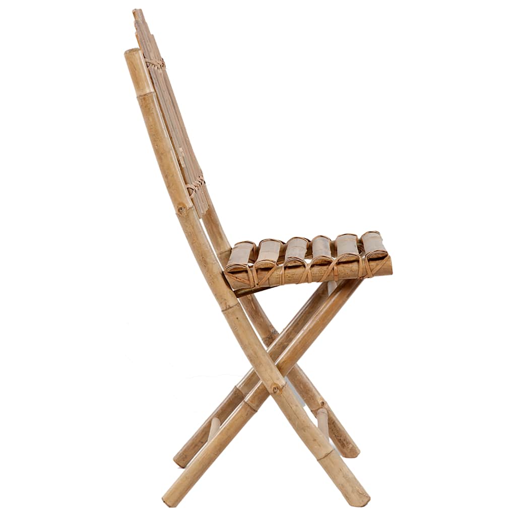 Folding garden chairs with cushions, 2 pcs, bamboo