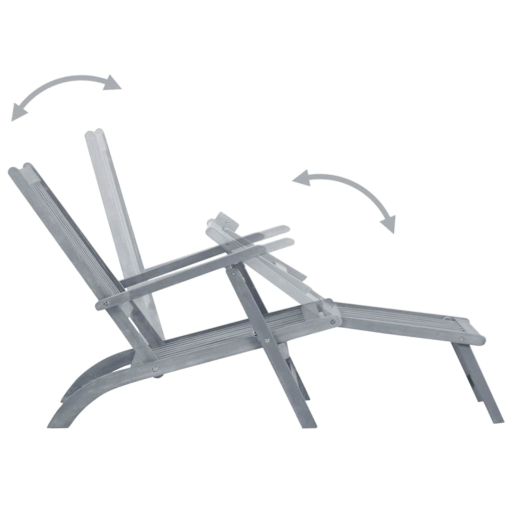 Acacia wood outdoor patio chair with footrest and cushion
