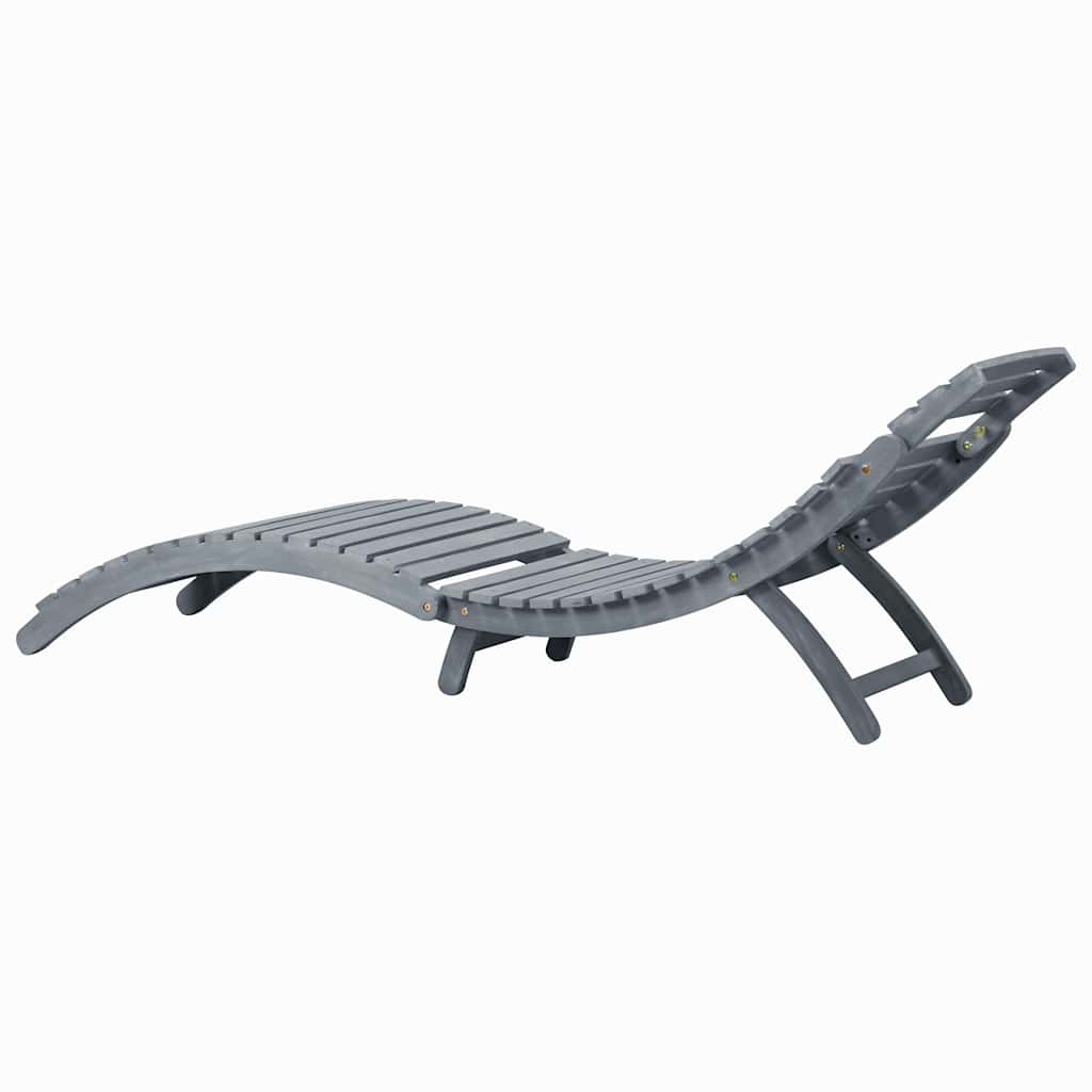 Sun lounger with mattress, grey, solid acacia wood