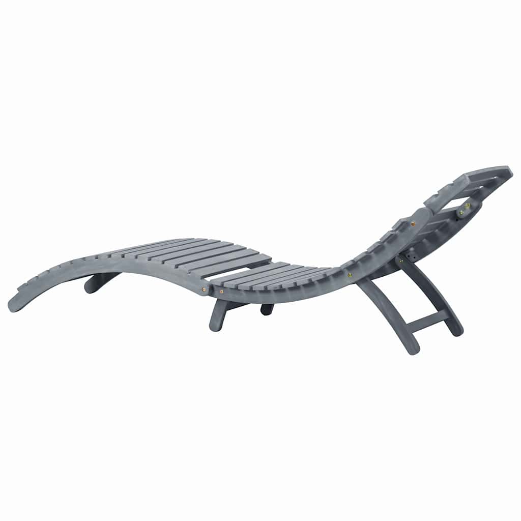 Sun lounger with mattress, grey, solid acacia wood