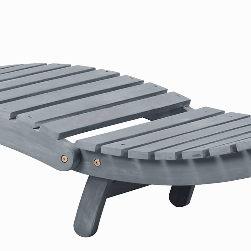 Sun lounger with mattress, grey, solid acacia wood