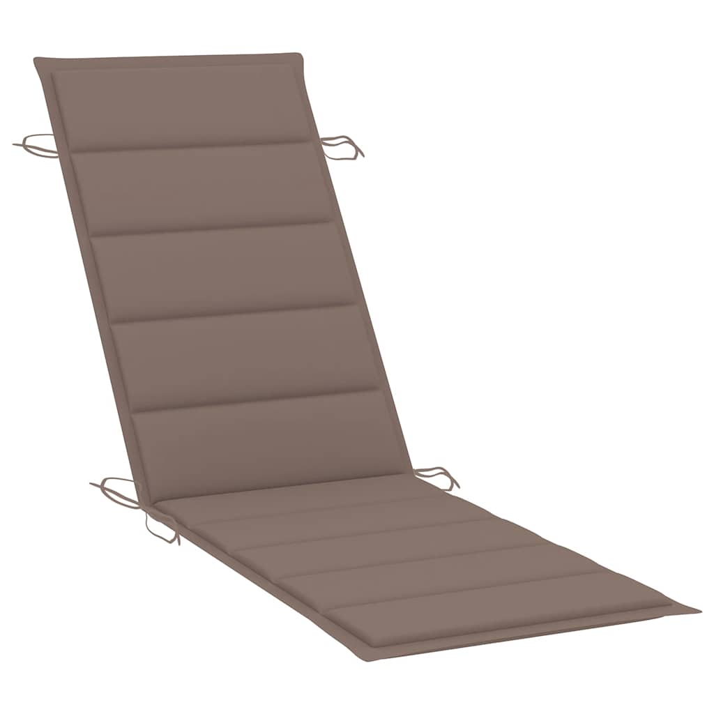 Sun lounger with mattress, grey, solid acacia wood