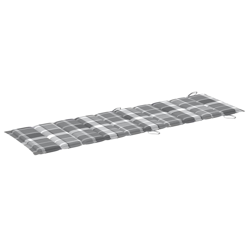 Sun lounger with mattress, grey, solid acacia wood