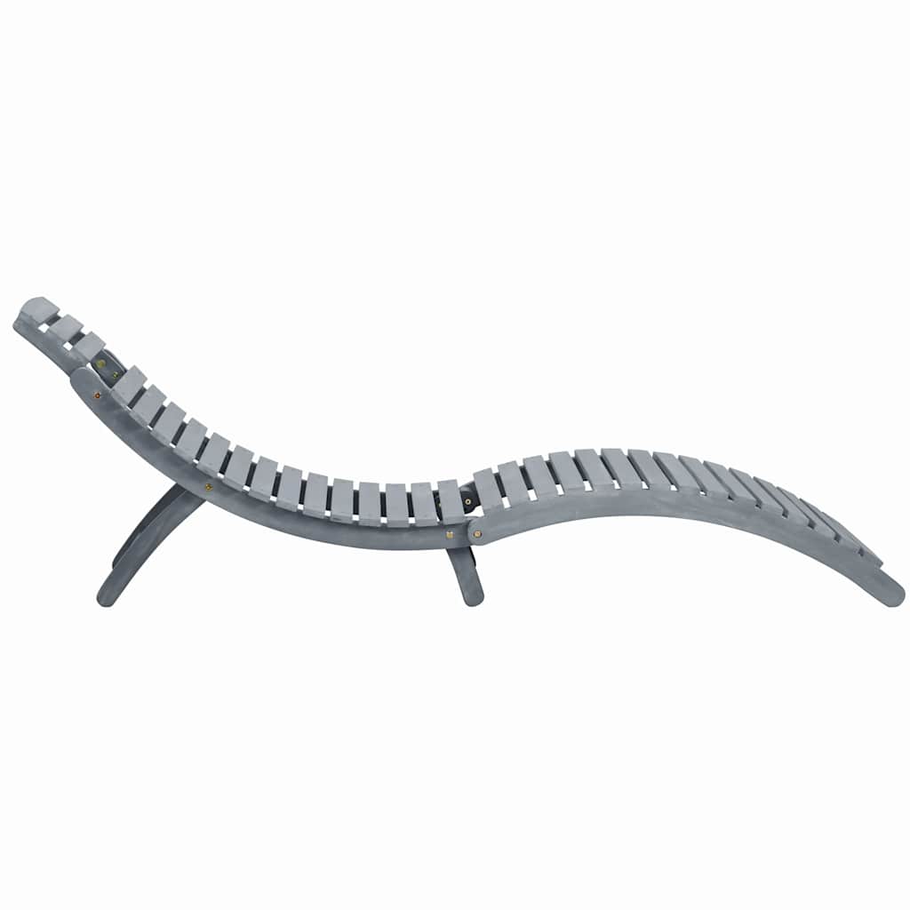 Sun lounger with mattress, grey, solid acacia wood
