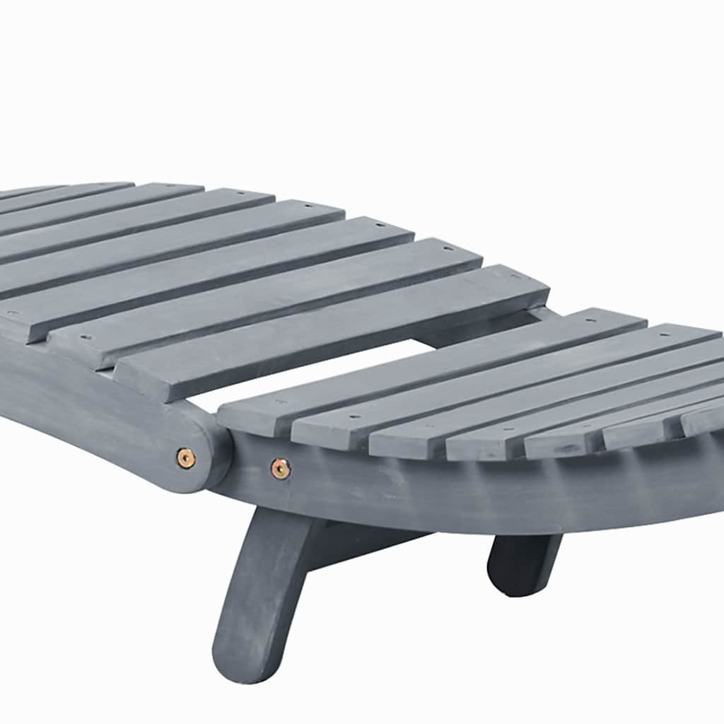 Sun lounger with mattress, grey, solid acacia wood