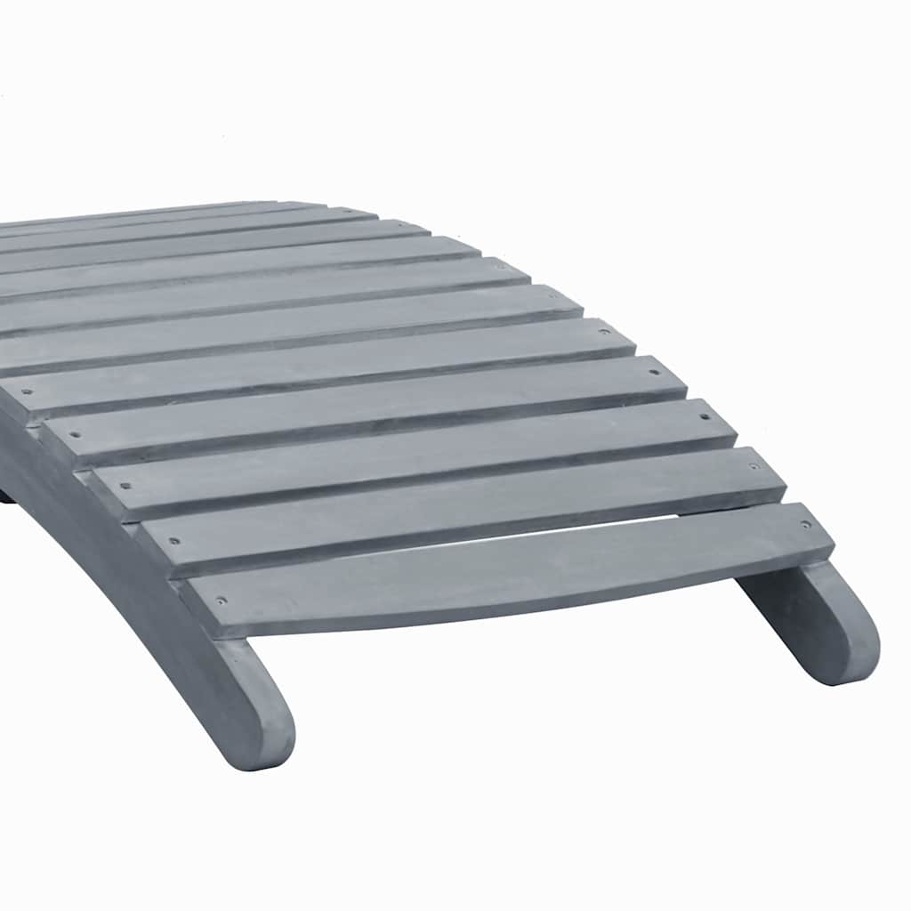 Sun lounger with mattress, grey, solid acacia wood