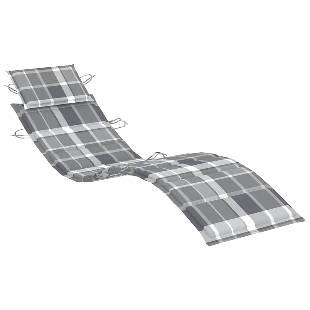 Sun lounger with mattress, grey, solid acacia wood