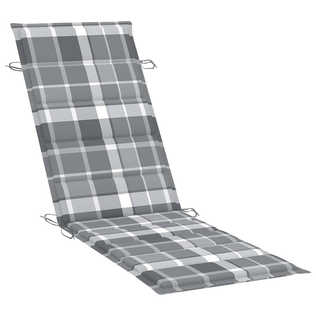 Sun lounger with mattress, grey, solid acacia wood
