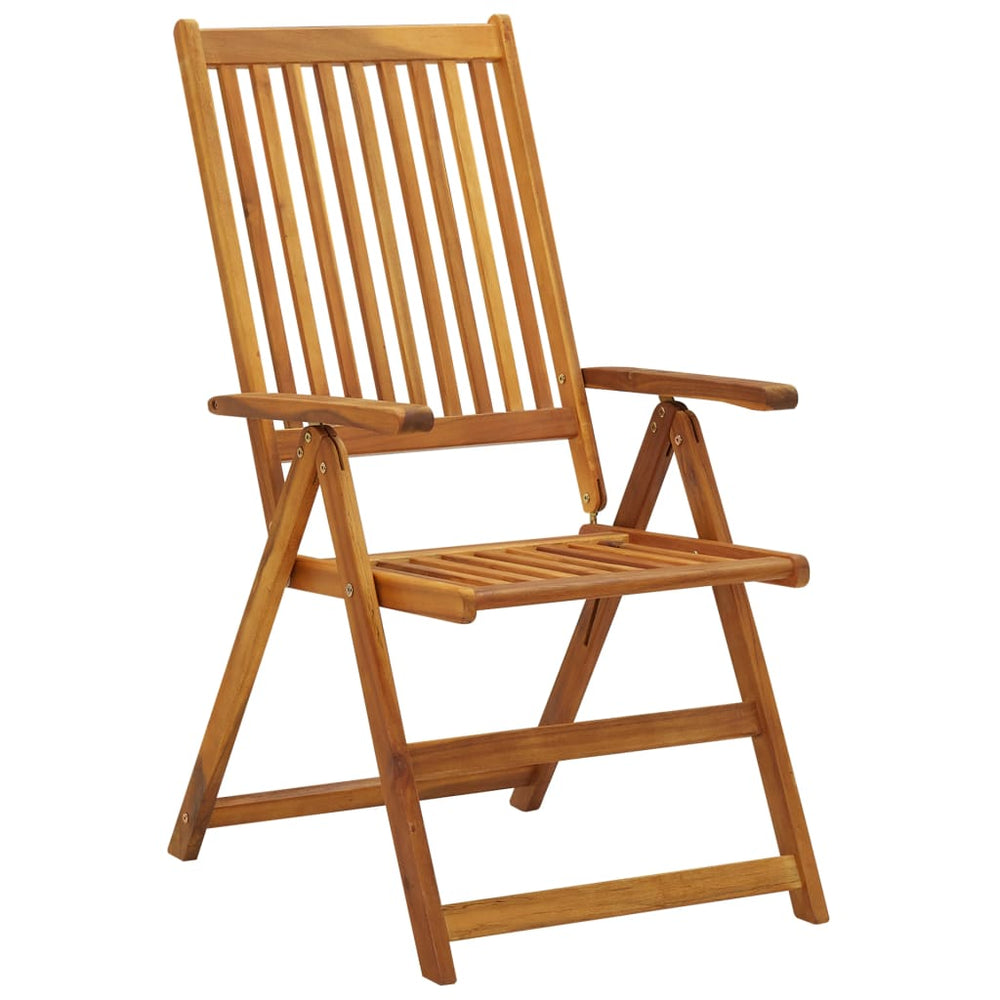 Reclining garden chairs with cushions, 2 pcs., solid acacia wood
