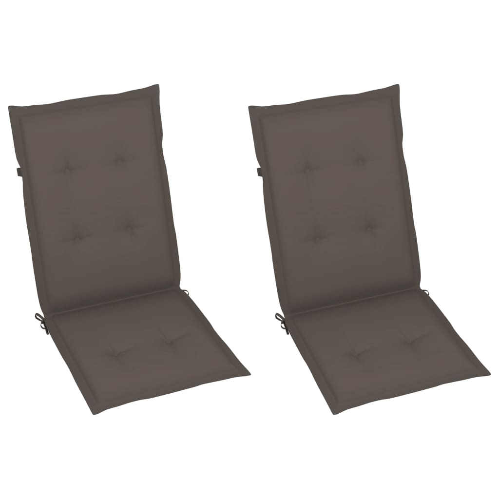 Reclining garden chairs with cushions, 2 pcs., solid acacia wood