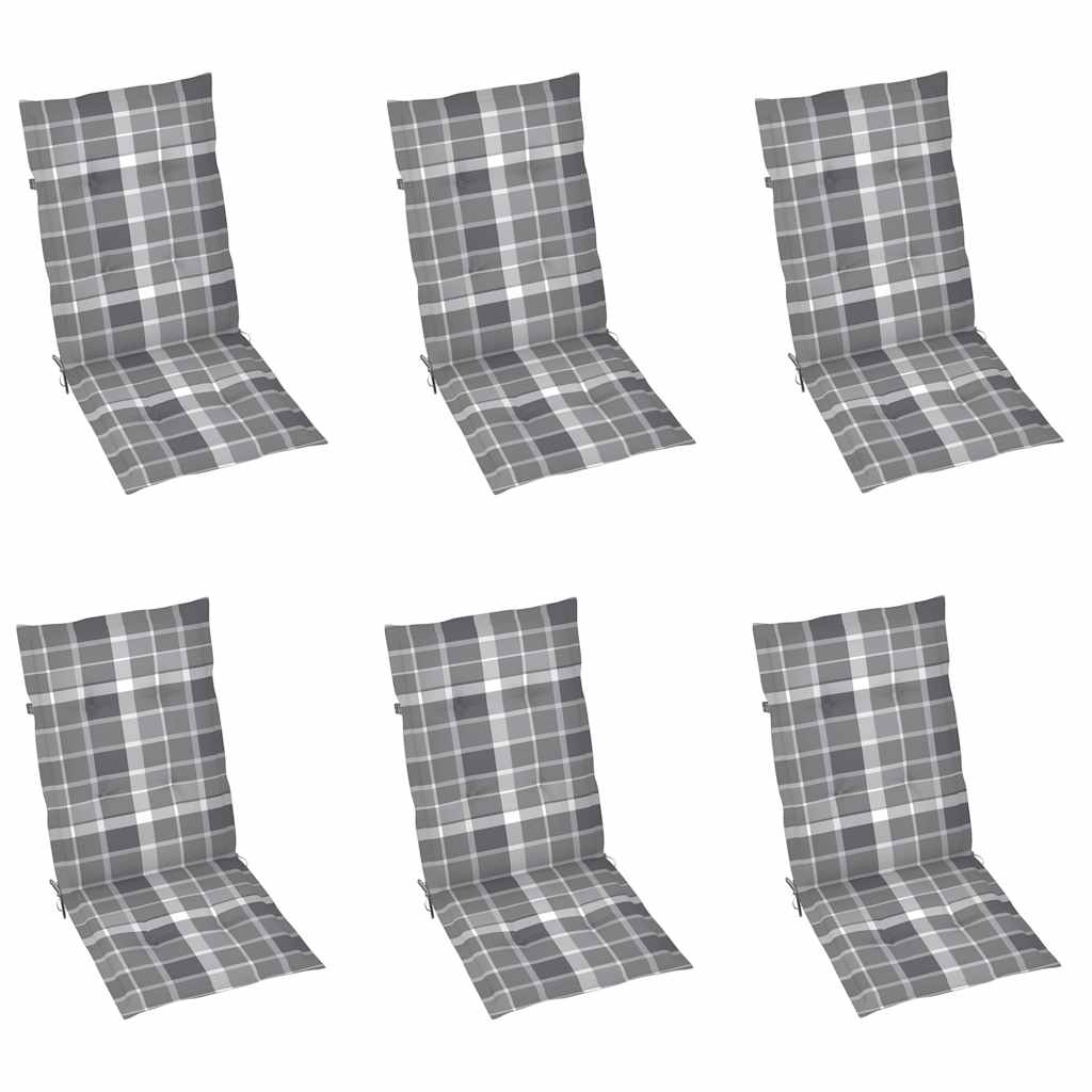 Folding Garden Chairs with Cushions, 6 pcs, Solid Acacia Wood