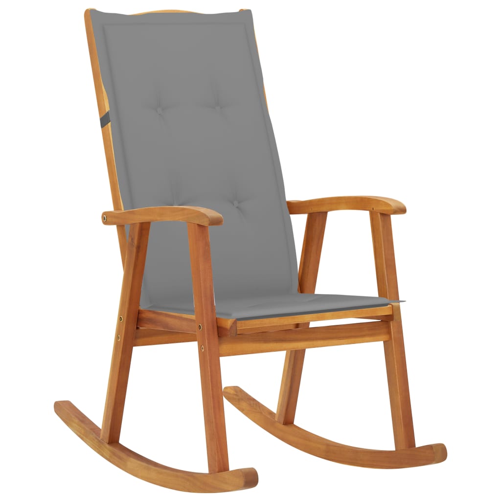 Rocking chair with cushions, acacia solid wood
