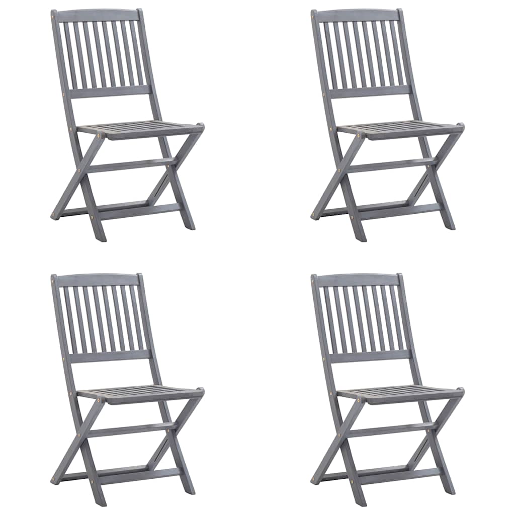 Folding outdoor chairs with cushions, 4 pcs., solid acacia