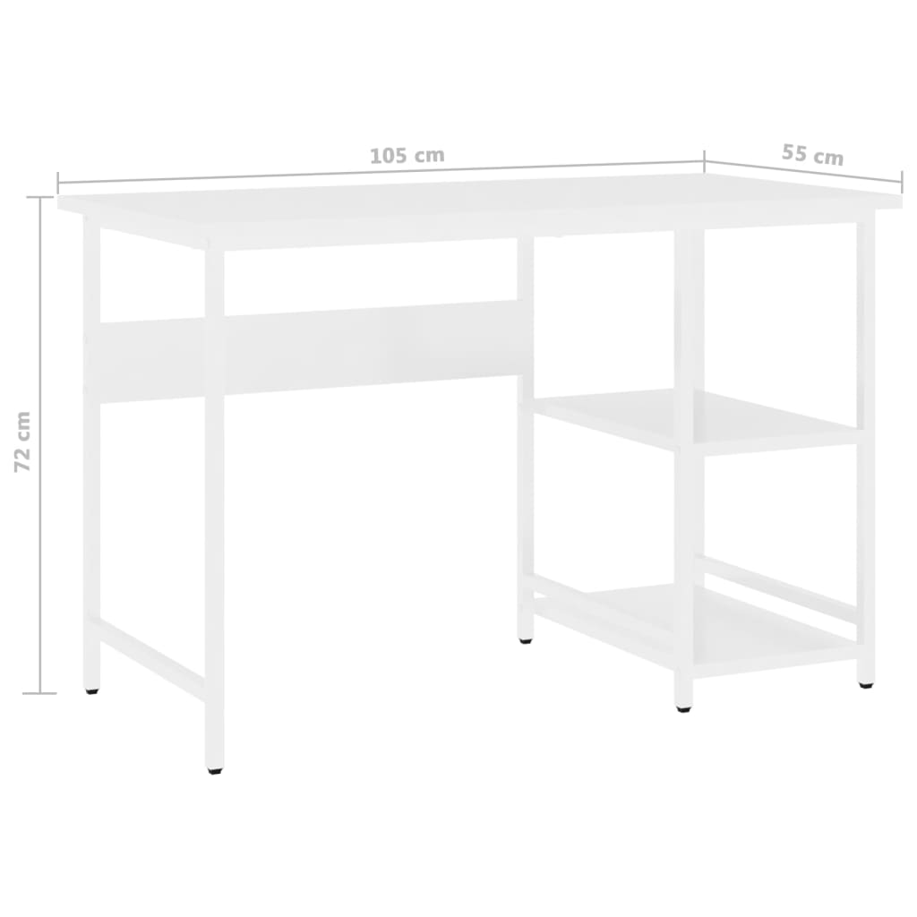 Computer desk, white, 105x55x72cm, MDF and metal