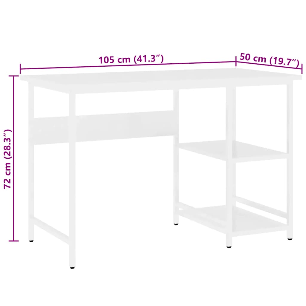 Datorgalda, balta, 105x55x72cm, MDF un metāls