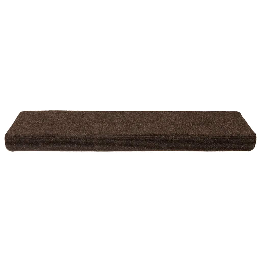 Stair mats, self-adhesive, 15 pcs, 65x21x4 cm, brown, rectangular edges