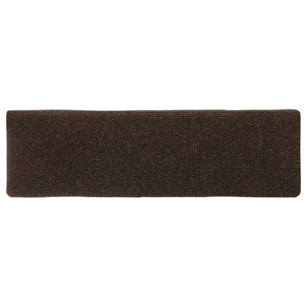 Stair mats, self-adhesive, 15 pcs, 65x21x4 cm, brown, rectangular edges