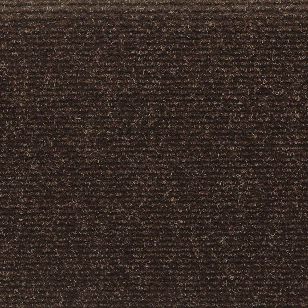Stair mats, self-adhesive, 15 pcs, 65x21x4 cm, brown, rectangular edges