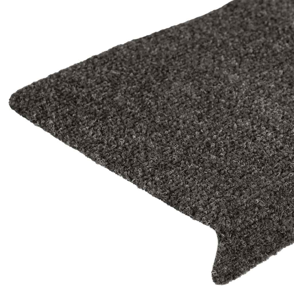 Stair mats, self-adhesive, 15 pcs, 65x21x4 cm, anthracite, rectangular edges