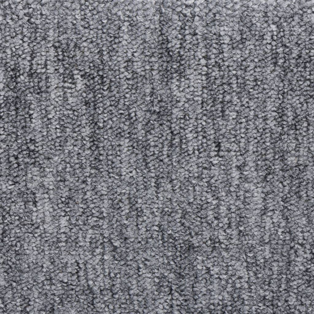 Laiptų kilimėliai, 15 vnt., 65x21x4 cm, šviesiai pilki, stačiakampiai kraštai