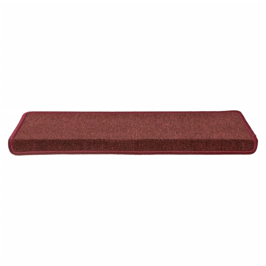 Laiptų kilimėliai, 15 vnt., 65x21x4 cm, bordo spalvos, stačiakampiai kraštai
