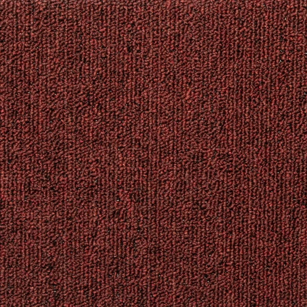 Laiptų kilimėliai, 15 vnt., 65x21x4 cm, bordo spalvos, stačiakampiai kraštai