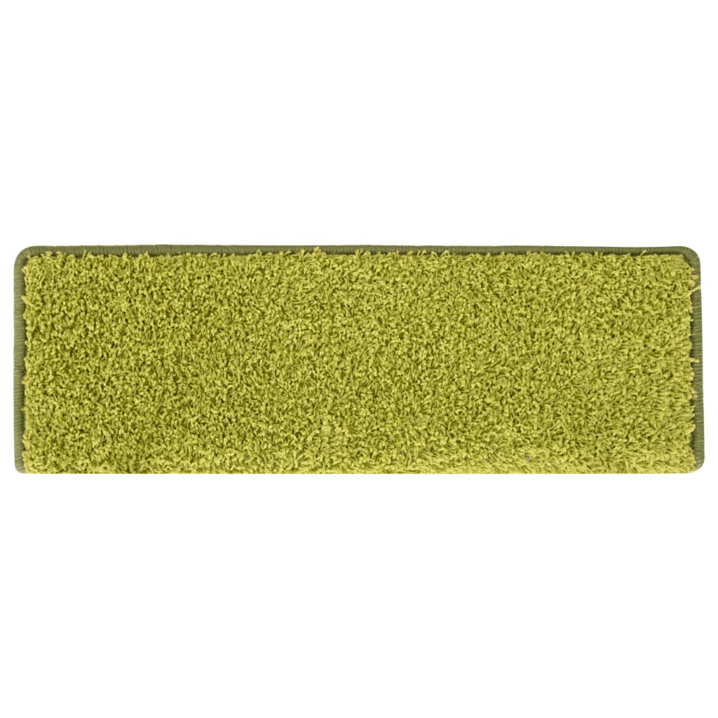 Kāpņu paklājiņi, 15 gab., 65x21x4 cm, zaļi, taisnstūra malas