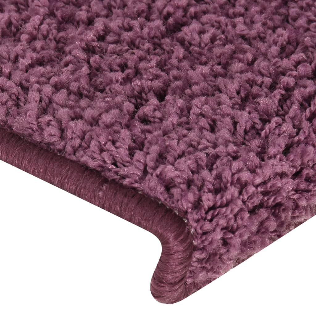 Stair mats, 15 pcs, 65x21x4 cm, dark purple, rectangular edges