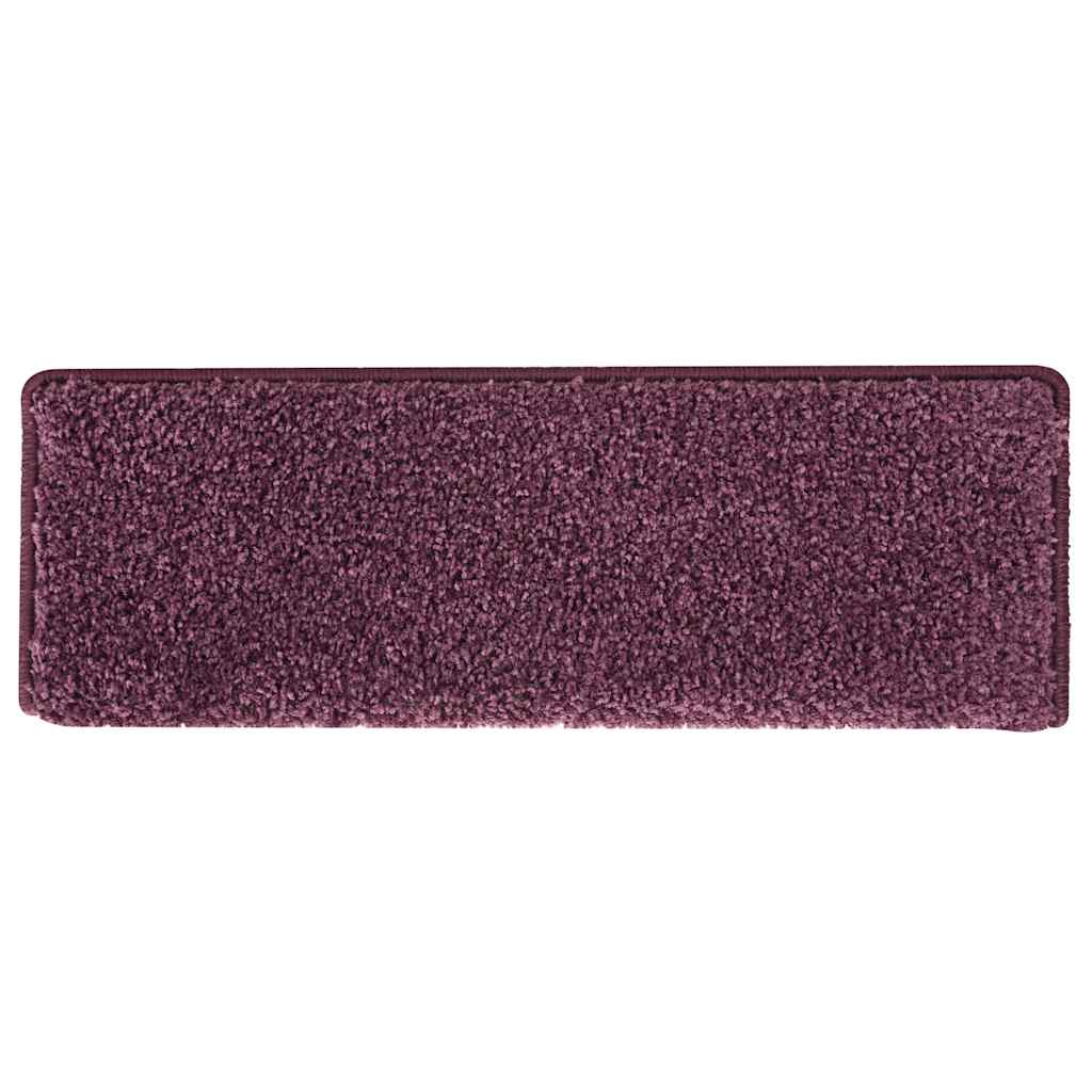 Stair mats, 15 pcs, 65x21x4 cm, dark purple, rectangular edges