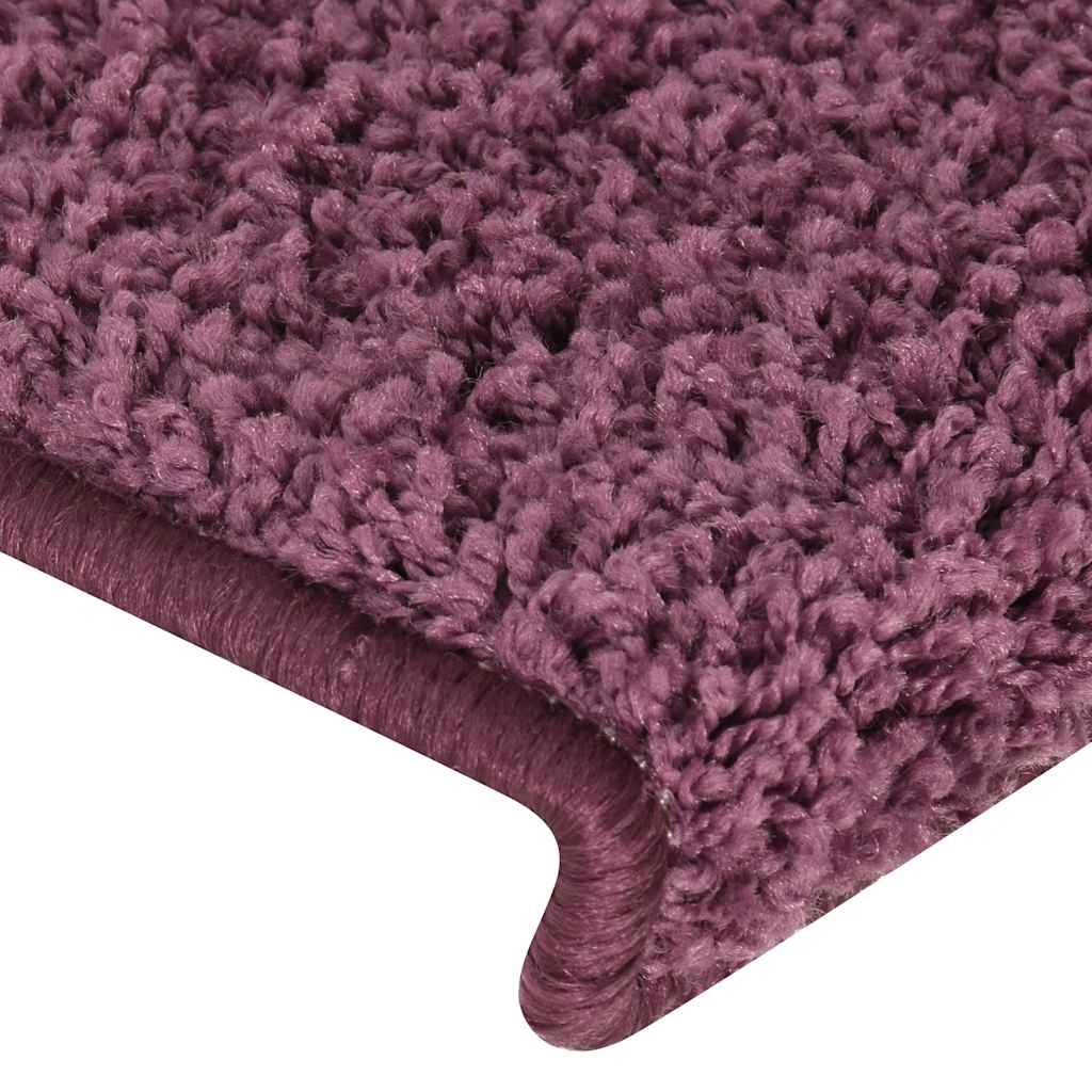 Stair mats, 15 pcs, 65x21x4 cm, dark purple, rectangular edges