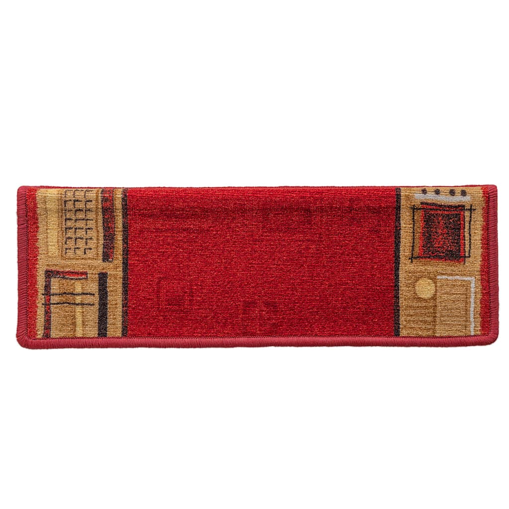 Pašlīdoši kāpņu paklājiņi, 15 gab., sarkani, 65x21x4cm