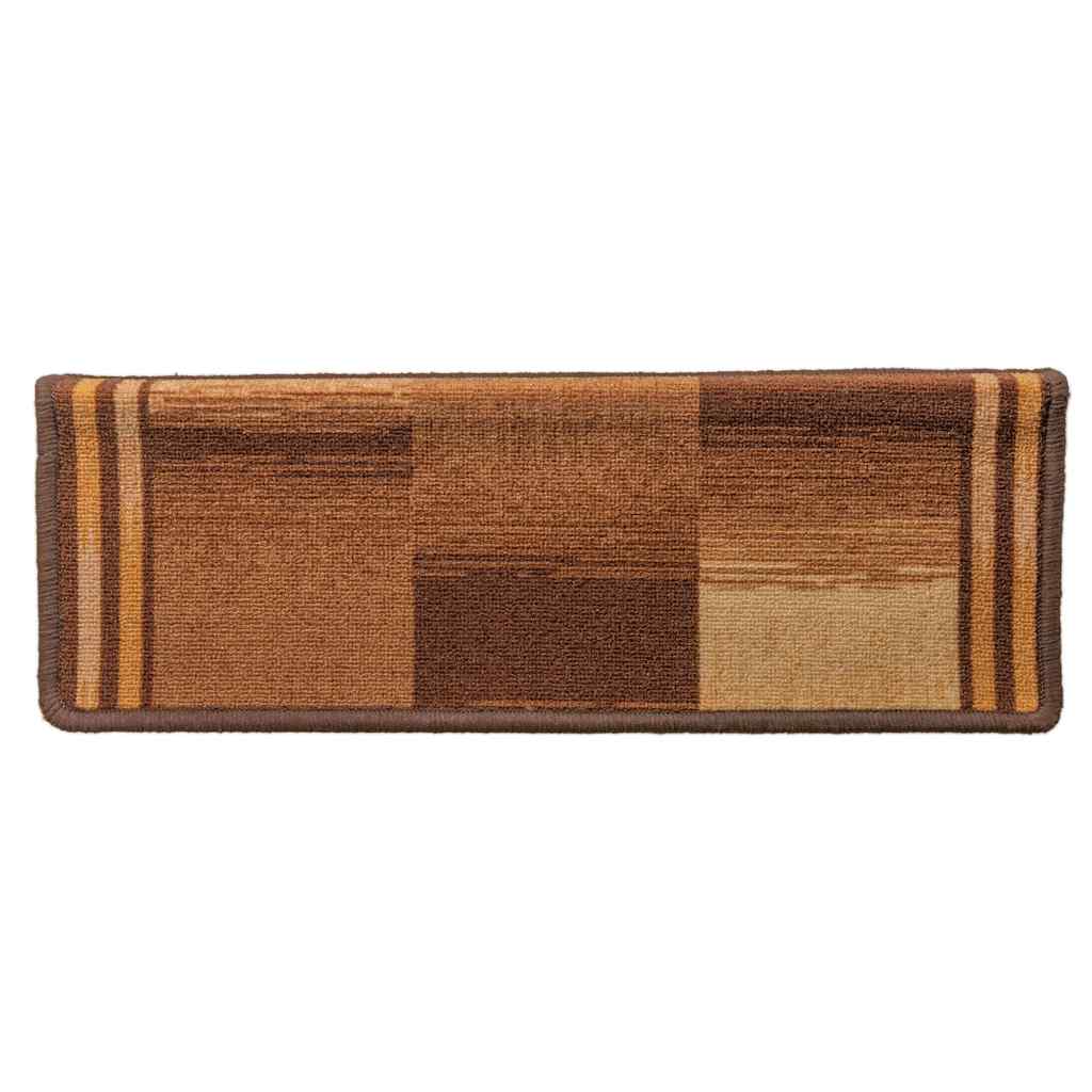 Lipnūs laiptų kilimėliai, 15vnt., rudos spalvos, 65x21x4cm