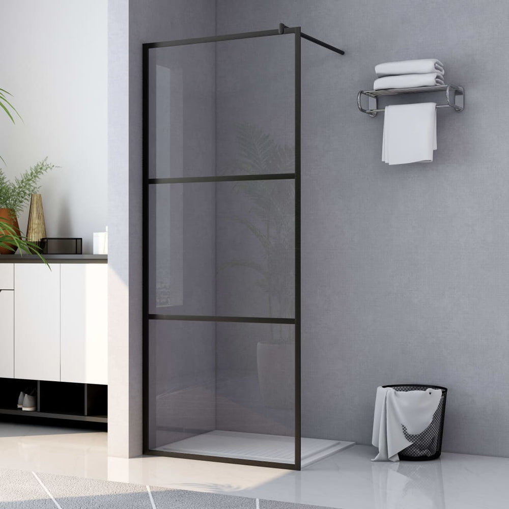 Shower screen with clear ESG glass, black, 80x195cm