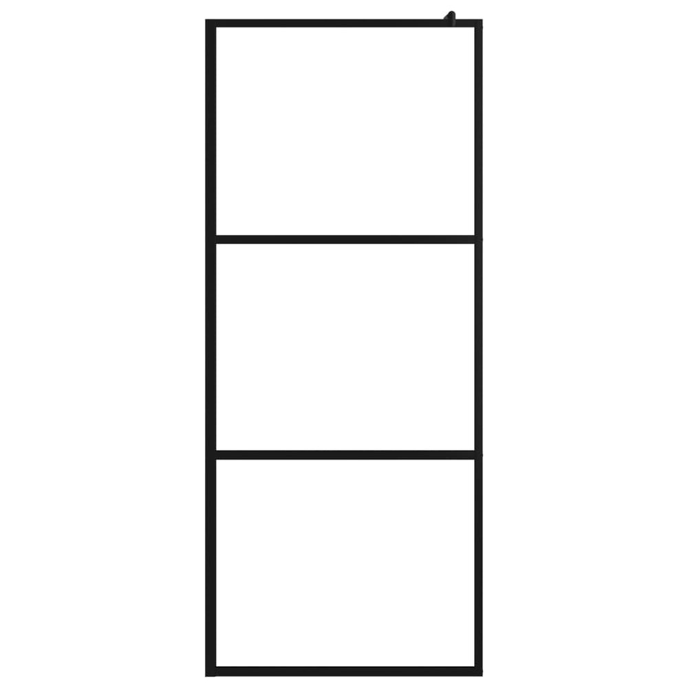 Shower screen with clear ESG glass, black, 100x195cm