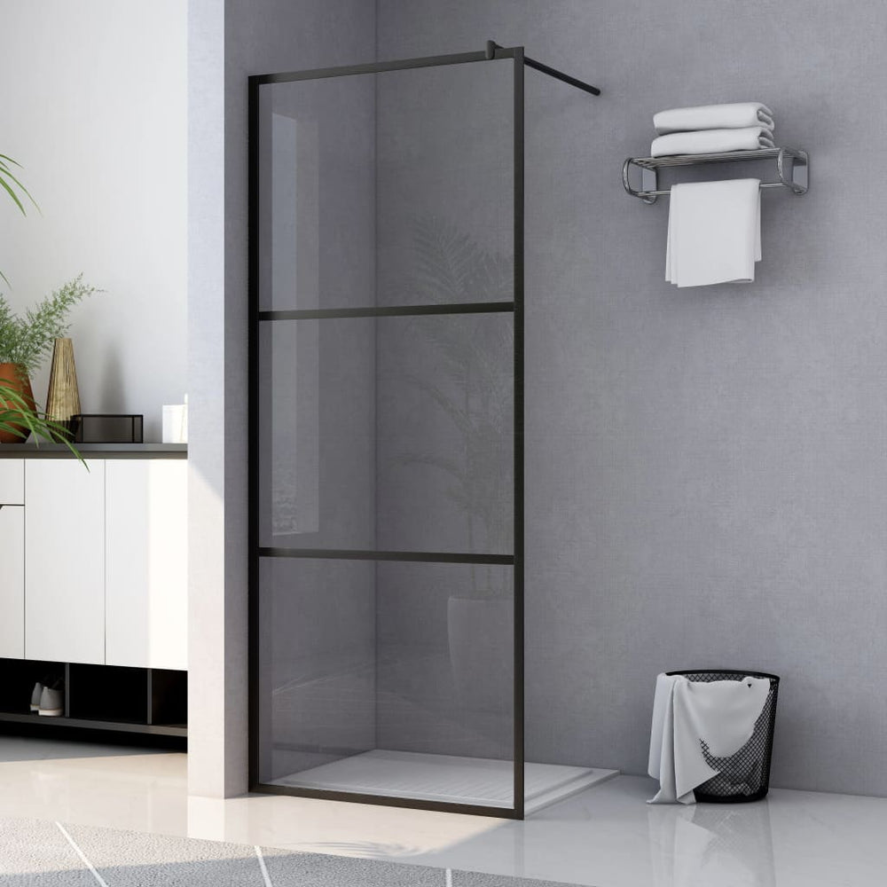 Shower screen with clear ESG glass, black, 100x195cm