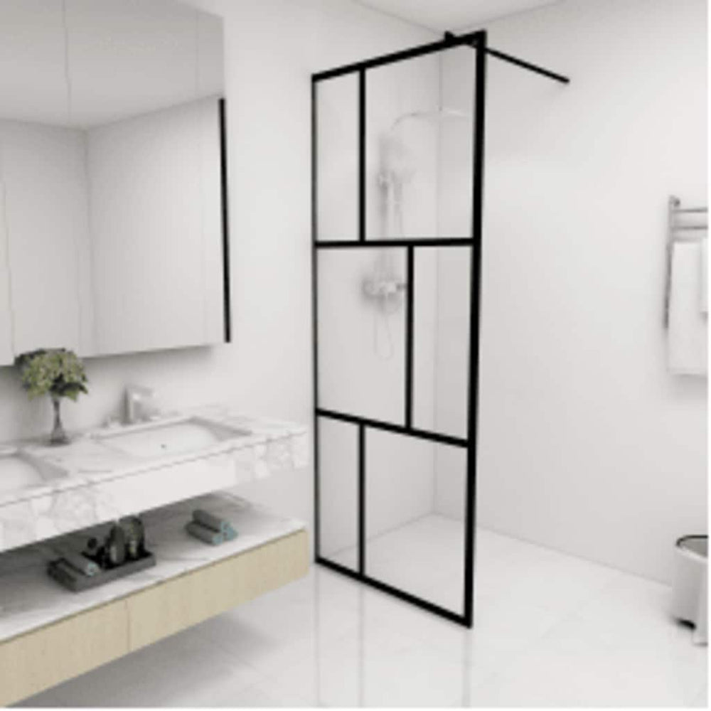 Shower screen with tempered glass, black color, 80x195cm